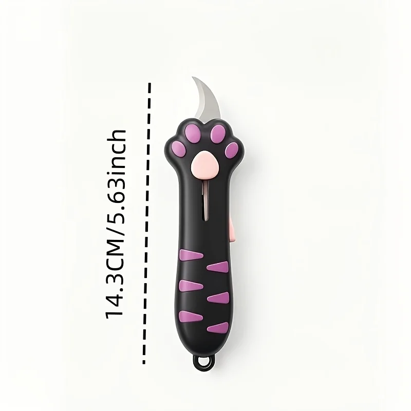Cat Paw Box Cutter Retractable with Pouch, Mini Pocket Knife for Opening Packages, Anti-Slip Handle Cute Gift for Office Student