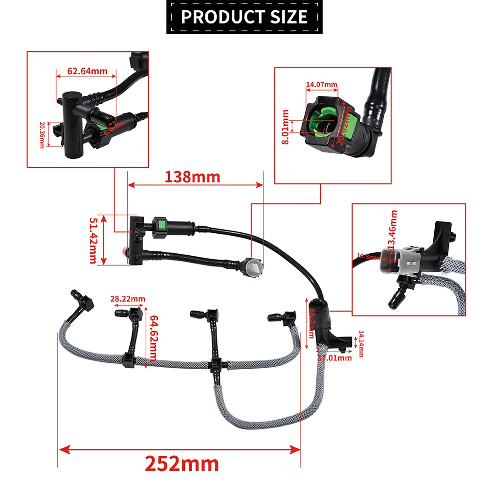 4M5Q9K022AG Car Leak Off Fuel Pipe Return Set For Ford Focus Mondeo Transit 1.8 TDCi 1521487 Car Accessories