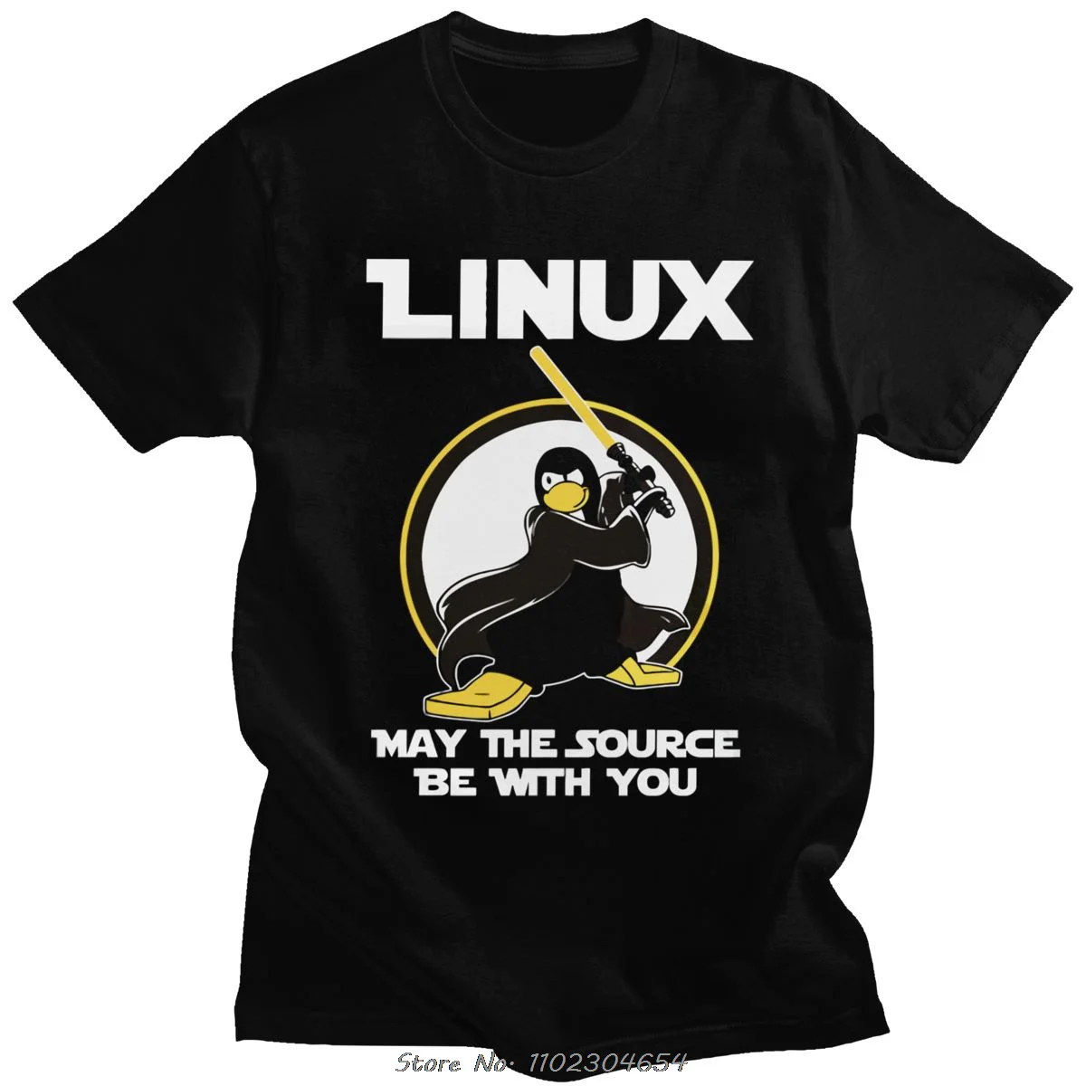 Linux May The Source Be With You T Shirt Men Cotton Penguin Programmer Developer Programming T-shirt Coding Nerd Coder Tee Tops