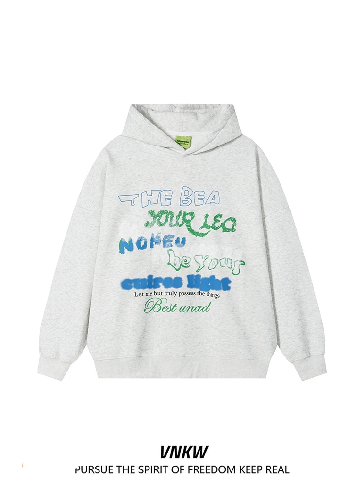 

Мужское худи в американском ретро-стиле с принтом, свободного кроя, оверсайз, из смесового хлопка и полиэстера, с длинными рукавами, в трендовом стиле.