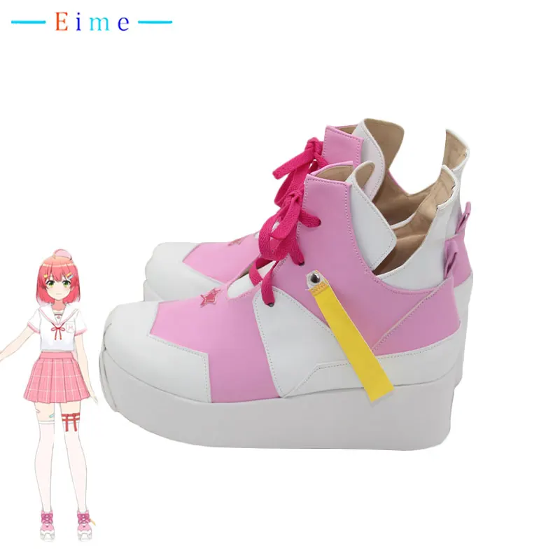 사쿠라 미코 코스프레 신발 PU 가죽 신발 할로윈 카니발 부츠 Vtuber 코스프레 소품 애니메이션 액세서리 맞춤 제작