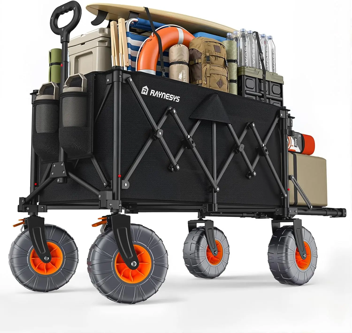Beach & Outdoor Utility Cart - Steel, 9x4 All - Terrain Wheels, Rear Tailgate, 200L Capacity, 440lbs Load, Collapsible