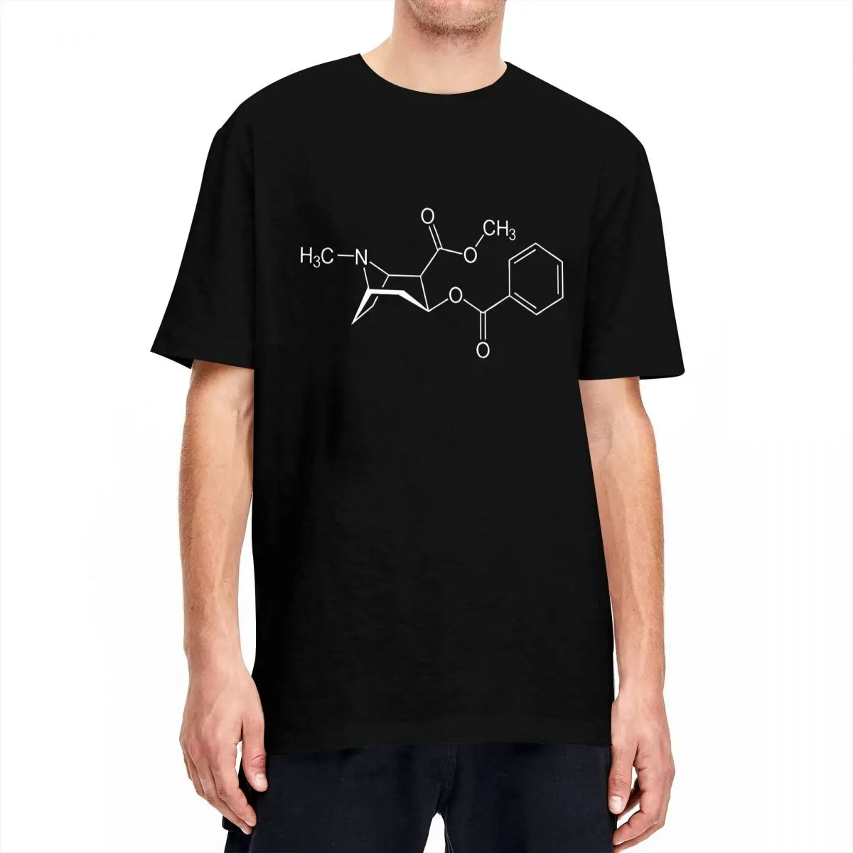 Vintage Cocaine Molecule Funny Chemistry Atoms T-Shirts Men 100% Cotton T Shirts Scientific Atoms Tee Plus Size Tops