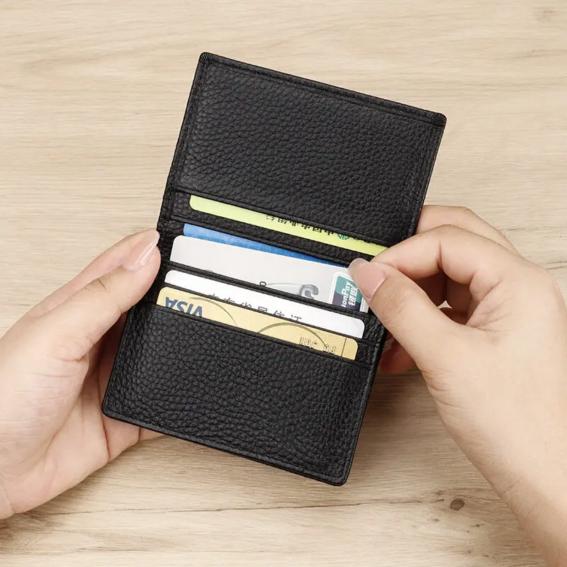 High Quality Mens Leather Credit Cards Cases Bank ID VIP Business Card Holder Slim Pocket Money Wallet Portable Thin Cardbag