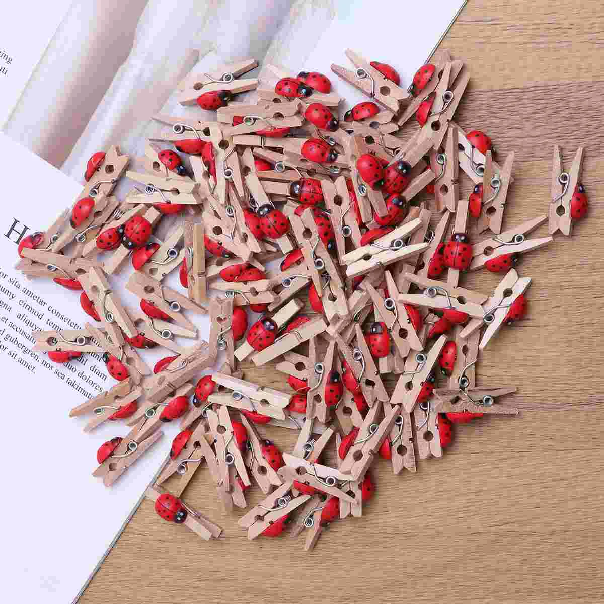 100 stuks nagels decoratie mooie foto clip haringen snack houten clips bamboe houder miss