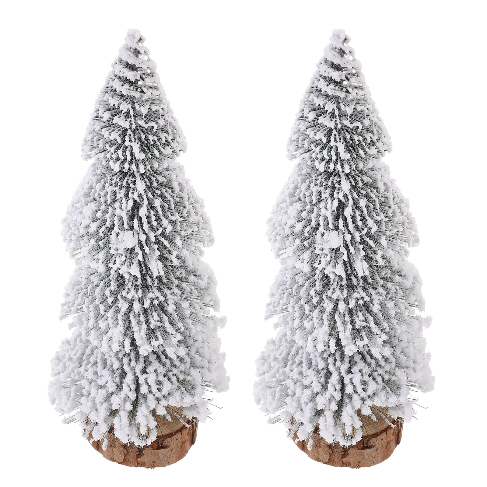

2Pcs Mini Xmas Trees Pine Snow Desktop Party Home Table Decor Exquisite Artificial Christmas Ornament Lightweight Festive