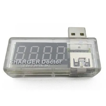 USB Voltage Current Tester 0-2.5A 3-7.5V 4 Digit Display High 10mA Resolution ABS Blue White Elbow Power Detector