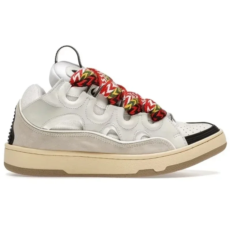 Zapatillas de skate con cordones gruesos para hombre y mujer, zapatos casuales de suela gruesa, zapatillas de moda con cordones trenzados para uso diario, estilo urbano
