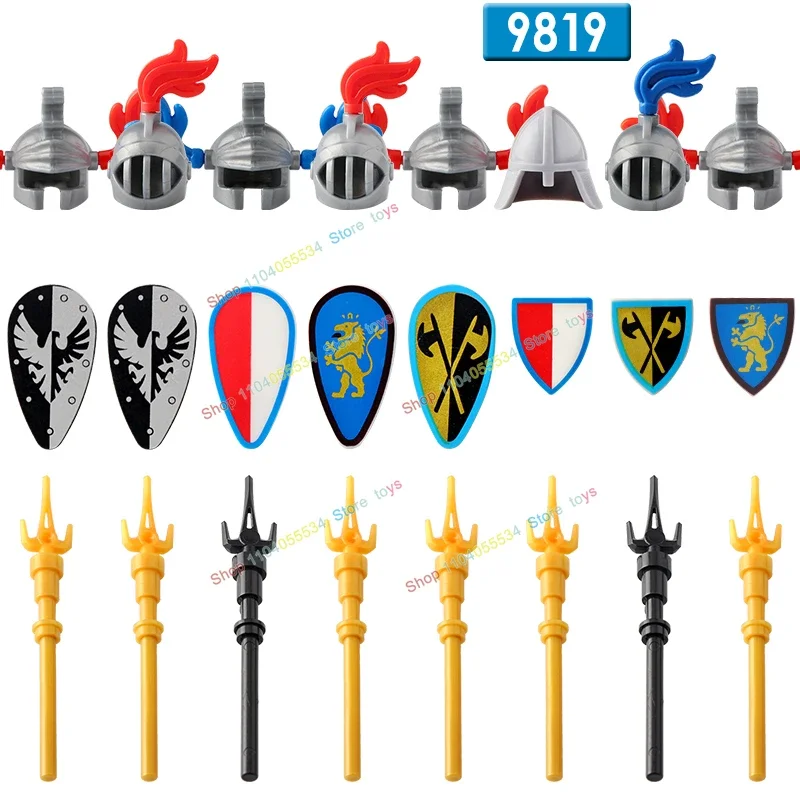 

MOC Crusade Knight Weapons Spear Shield Medieval Accessories Building Block Action Figure Toys for Children Birthday Gift AX9819