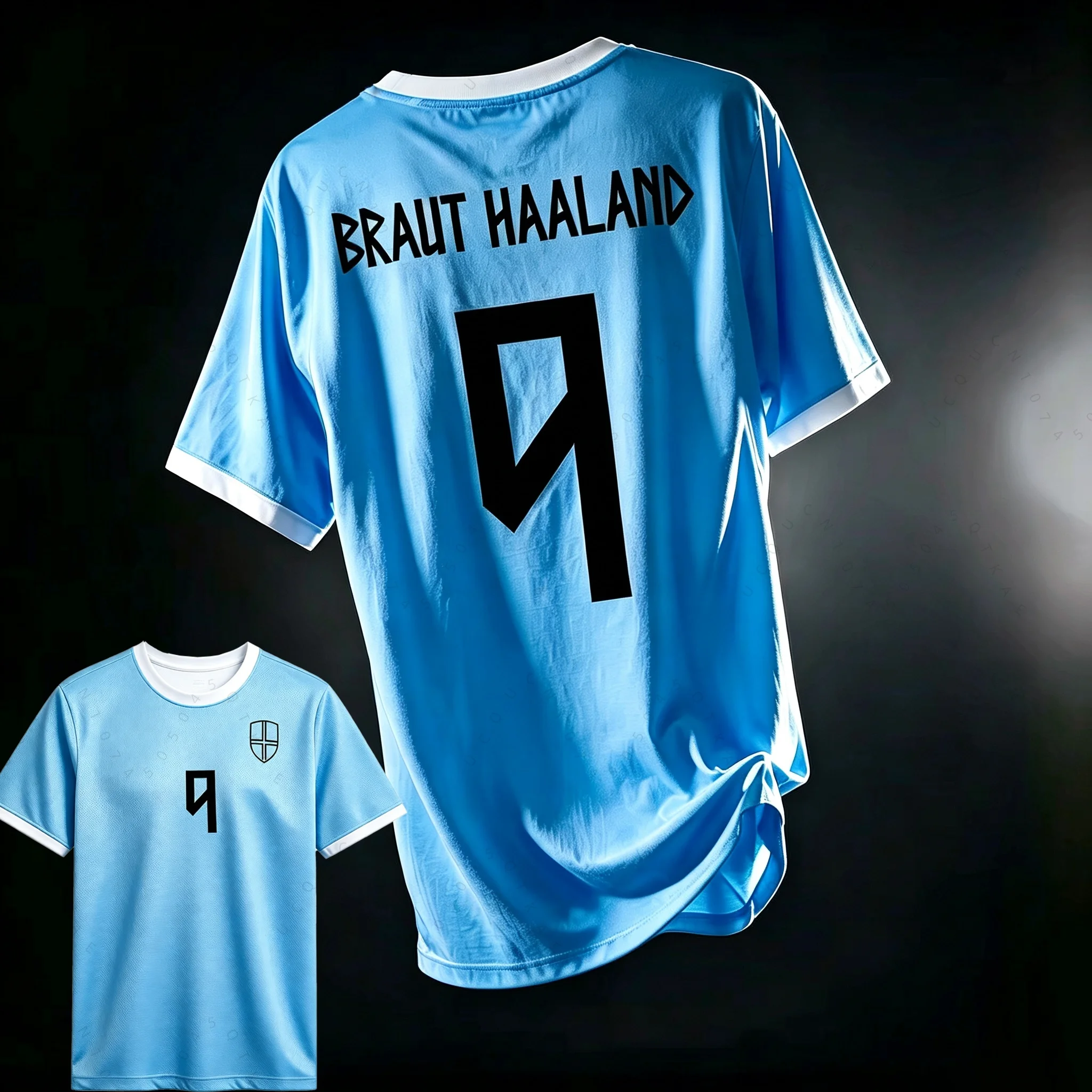 2026 Haaland Norwegen & Nummer 9 T-Shirt Atmungsaktiv Schnelltrocknend Flaggen-Trikot Rundhals Lässiges Kurzarm-Shirt für Damen und Herren Strand-T-Shirts