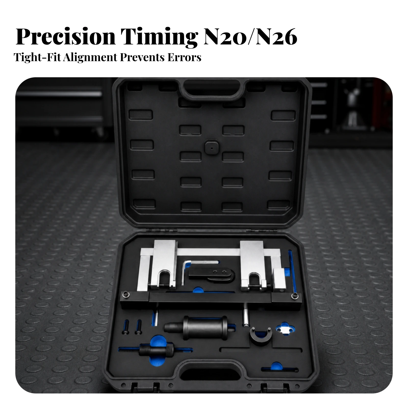 Timing Tool Kit with Carrying Case Carbon Steel Timing Tool Kit Carrying Case Portable Stable for Mechanics, Auto Repair Shop