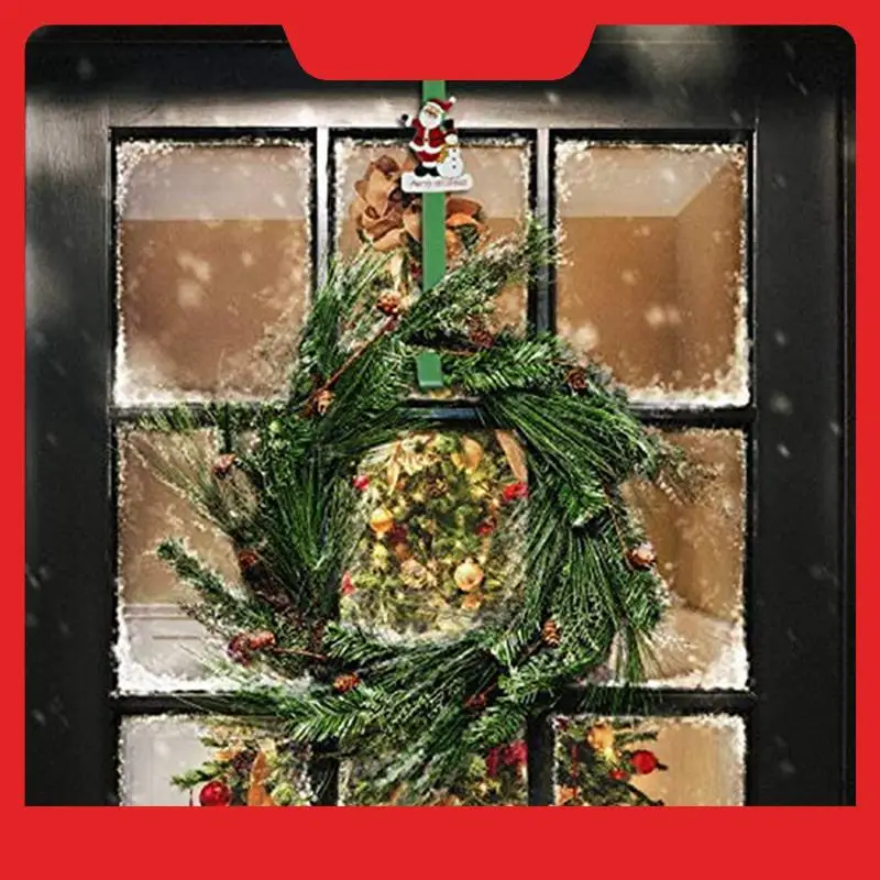 3 PCS Christmas Wreath Hangers Metal 12 Inch Cartoon Over The Door Hooks Winter Snowmen Santa Star Front Door Hangers