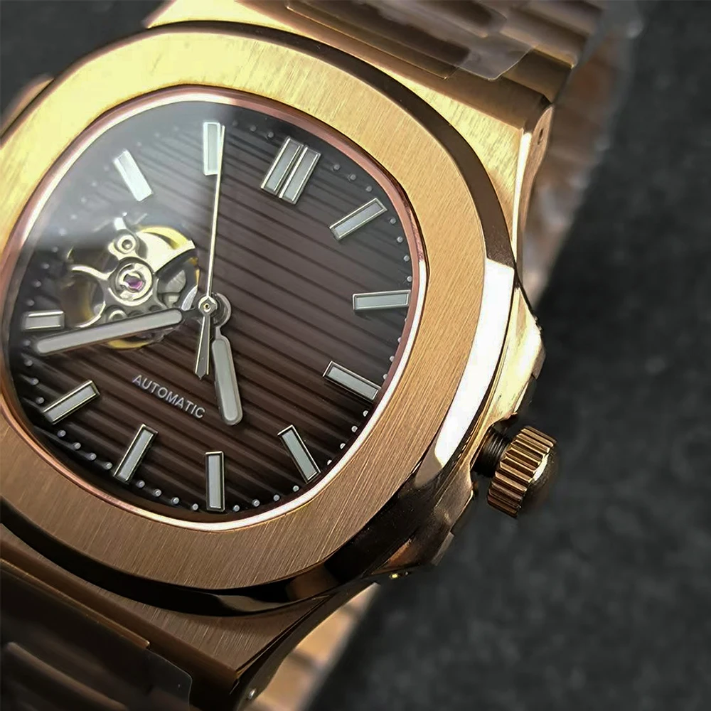 NH38 Men's Watch 40mm Stainless Steel Automatic Mechanical Watch Customized LOGO Hollow Watch Suitable for NH38 Movement view 6