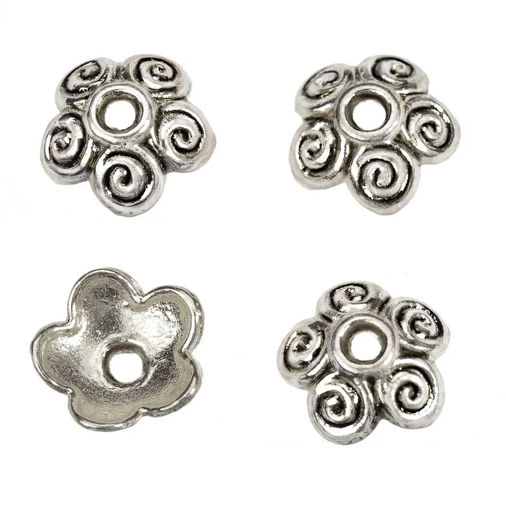 النتائج مجوهرات الفضة نهاية حبة قبعات ل الخرز 100 قطعة DIY شرابات المعلقات زهرة معدنية مخصصة تعليق أجزاء بالجملة #1