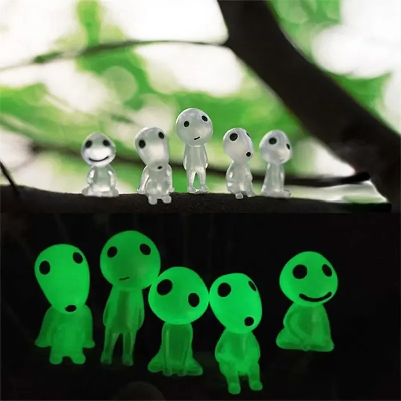 5Pcs Gardens Micro Landscape Figure Luminous Tree Elves Spirits Glowing in Dark Flower Potted Statue Potted Decoration Accessory