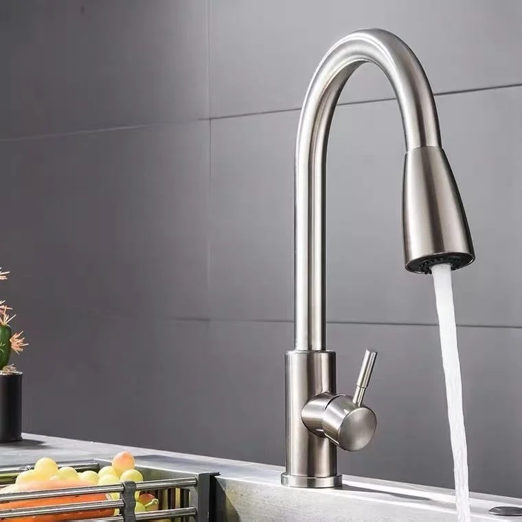 Flexible Bronze Kitchen Fixtures Tap Faucet, Pull-out Cold And Hot Retractable And Drinking Water Sink Accessories Faucet Taps