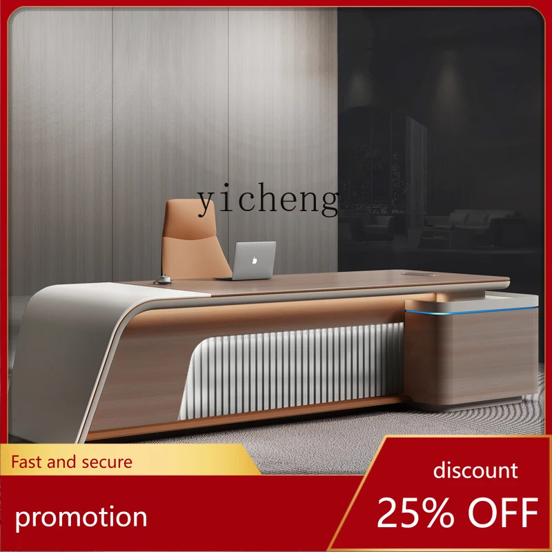 

CZ office single boss desk simple and modern, computer desk office furniture table and chair combination