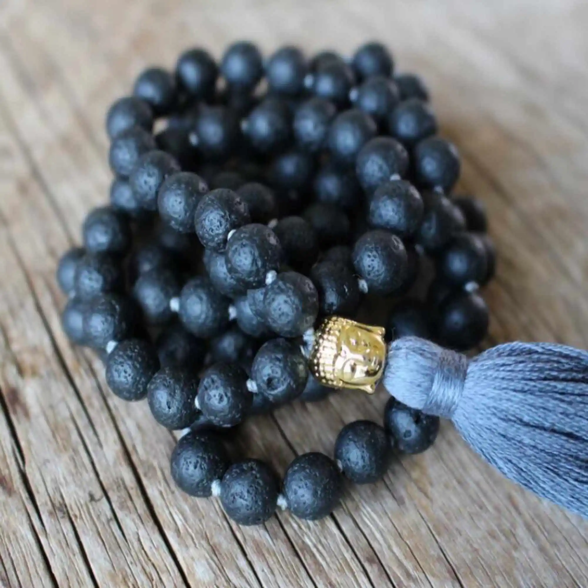 

8mm Natural knot 108 dendrite black lava gemstone beads necklace Mala Prayer Yoga Mala Restore Inspiration Prayer Men