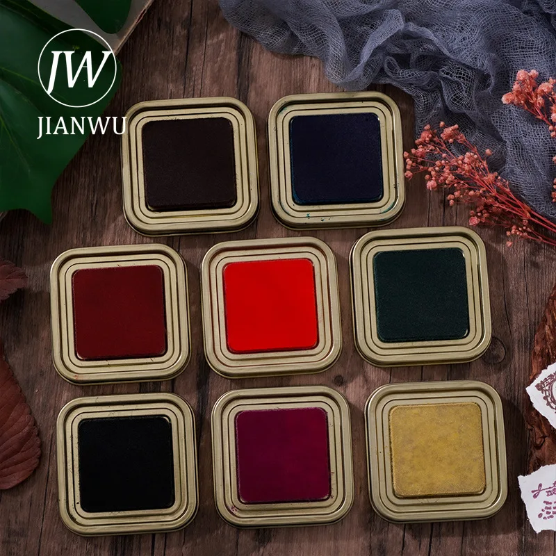 JIANWU Ancient Mud Fragrance Series Vintage Iron Box Material Collage Ink Printing Inkpad Creative DIY Journal Stationery