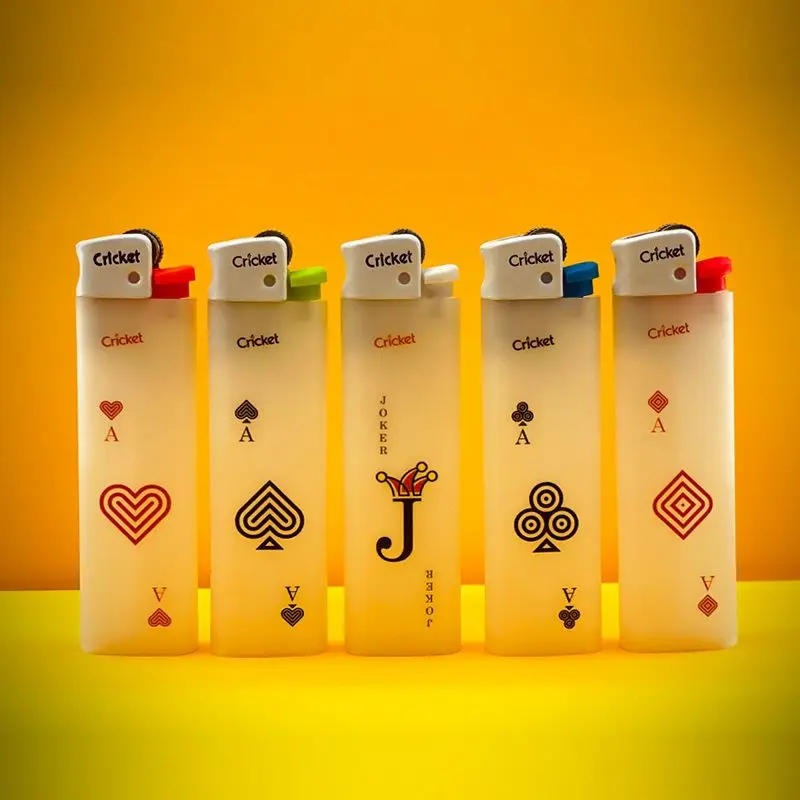 Poker Print Disposable Lighters, Matte Transparent Flint Wheel Igniters, Stylish Playing Card Lighters forStores & Outdoor