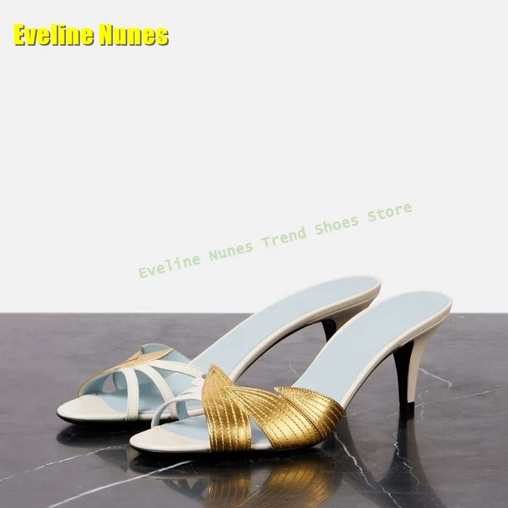 

Женские роскошные элегантные сандалии с декором в виде золотых листьев, туфли-лодочки с открытой пяткой, лето 2023, новые поступления, острый носок на шпильке с боковой воздушной пряжкой и ремешком