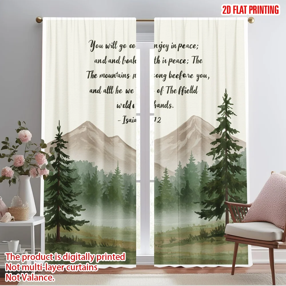

2pcs 2D flat printing Curtains Isaiah 55 12 Joy Peace Fabric Without Electricity Party Decorations Perfect for Outdoor Holiday