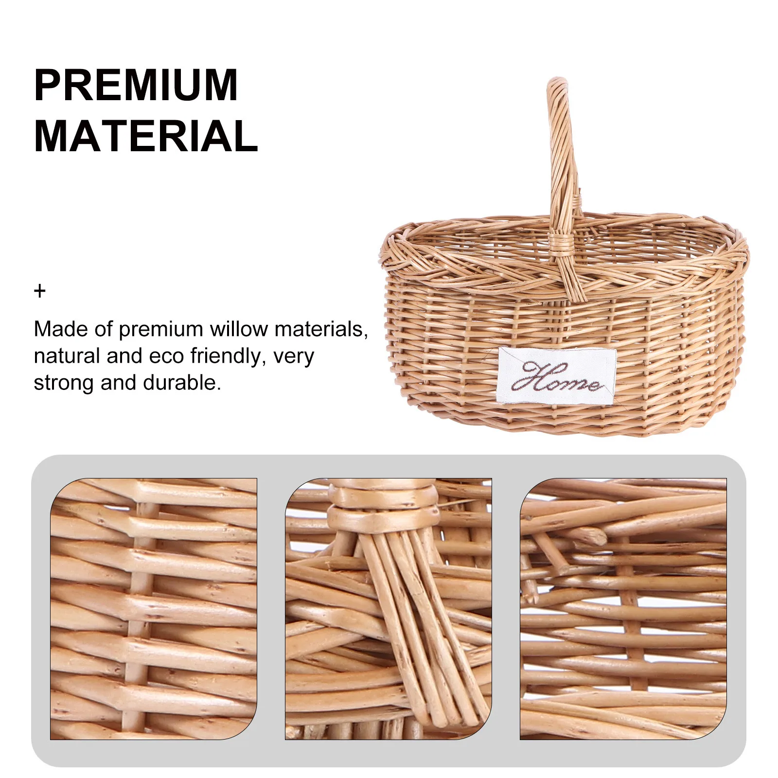 

1Pcs Handwoven Willow Storage Basket Brown Stylish Flower Fruit Holder for Indoor Outdoor Use Versatile Tote and Shopping Basket