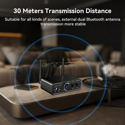 Imagen 2 del producto Receptor y transmisor de Audio RGB Bluetooth 5,3, DAC/AUX/RCA/USB/Coaxial/óptico/micrófono de 6,5 MM, adaptador inalámbrico Hifi DSP para Karaoke