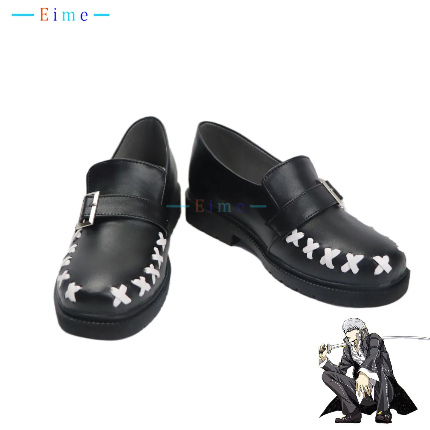 Narukami Yu Cosplay Shoes Game P4 Black Plat PU Leather Shoes Big Size Halloween Carnival Boots Anime Cosplay Props Custom Made