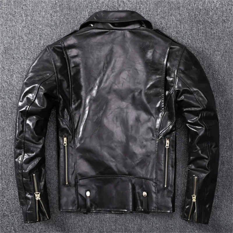 Batik leather motorcycle slant men's style