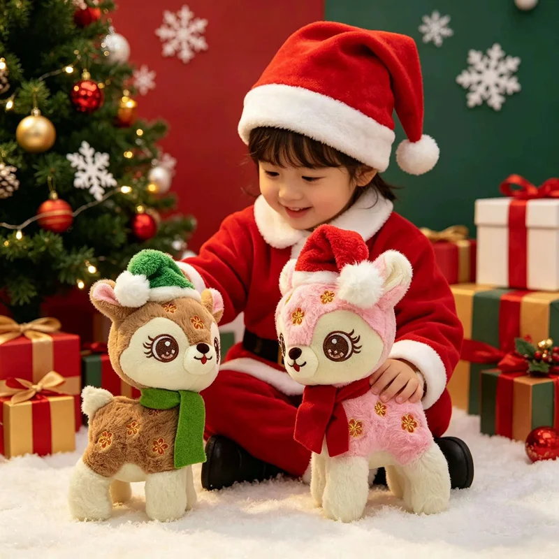 27CM Cute Cartoon Christmas Starry Deer Plush Toys Stuffed Animal Spotted Deer Dolls Plushies Pillow Kid Birthday Christmas Gift