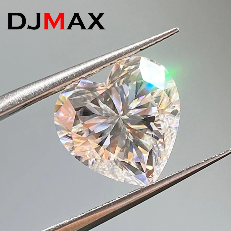 3EX Cut DJMAX 3-18mm Rare Heart Cut Moissanite Loose Stones Real D Color VVS1 Heart Shape Certified Moissanite Diamonds