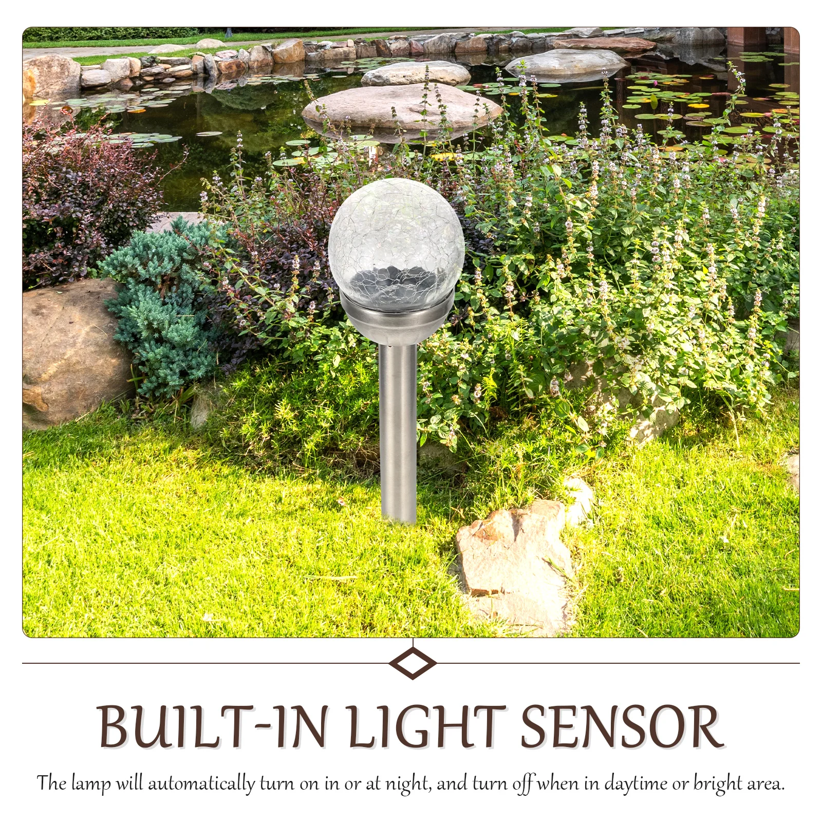 

Crackle Glass Solar Lights LED Outdoor Garden Lamp Cracked Globe Lawn IP65 Waterproof Rechargeable Automatic On Off