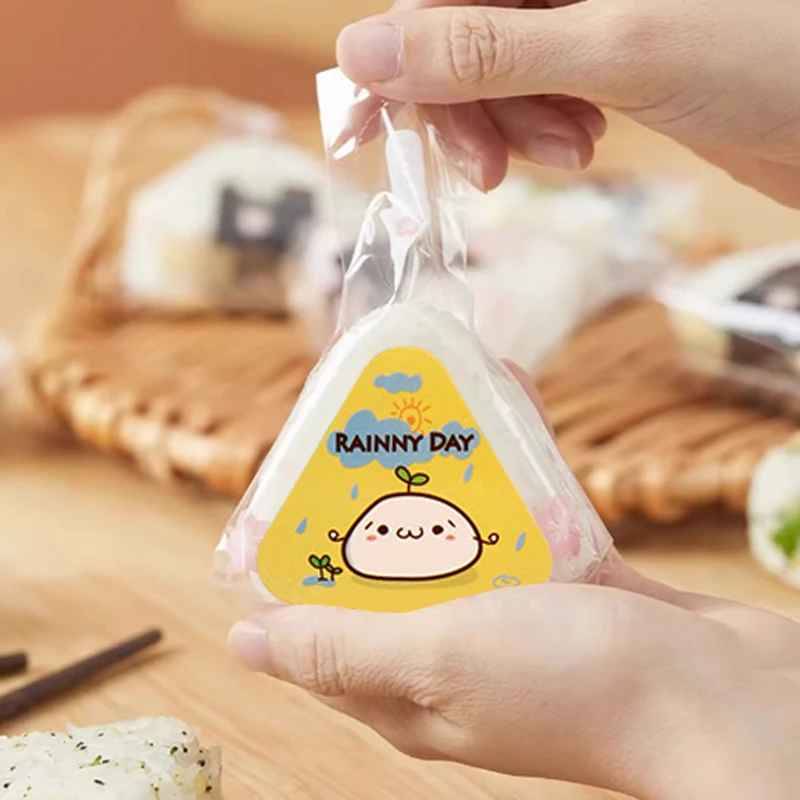 Cartoon Triangle Rice Ball Packing Bag Sticker Nori Seaweed Onigiri Sushi Bag Stickers Sushi Making Mold Tools Bento Accessories