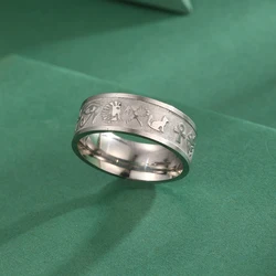 Chandler Egyptian Ring Gold Plated Engraving Women’s Men’s Unisex Ring Stainless Steel Streetwear Ring Signet