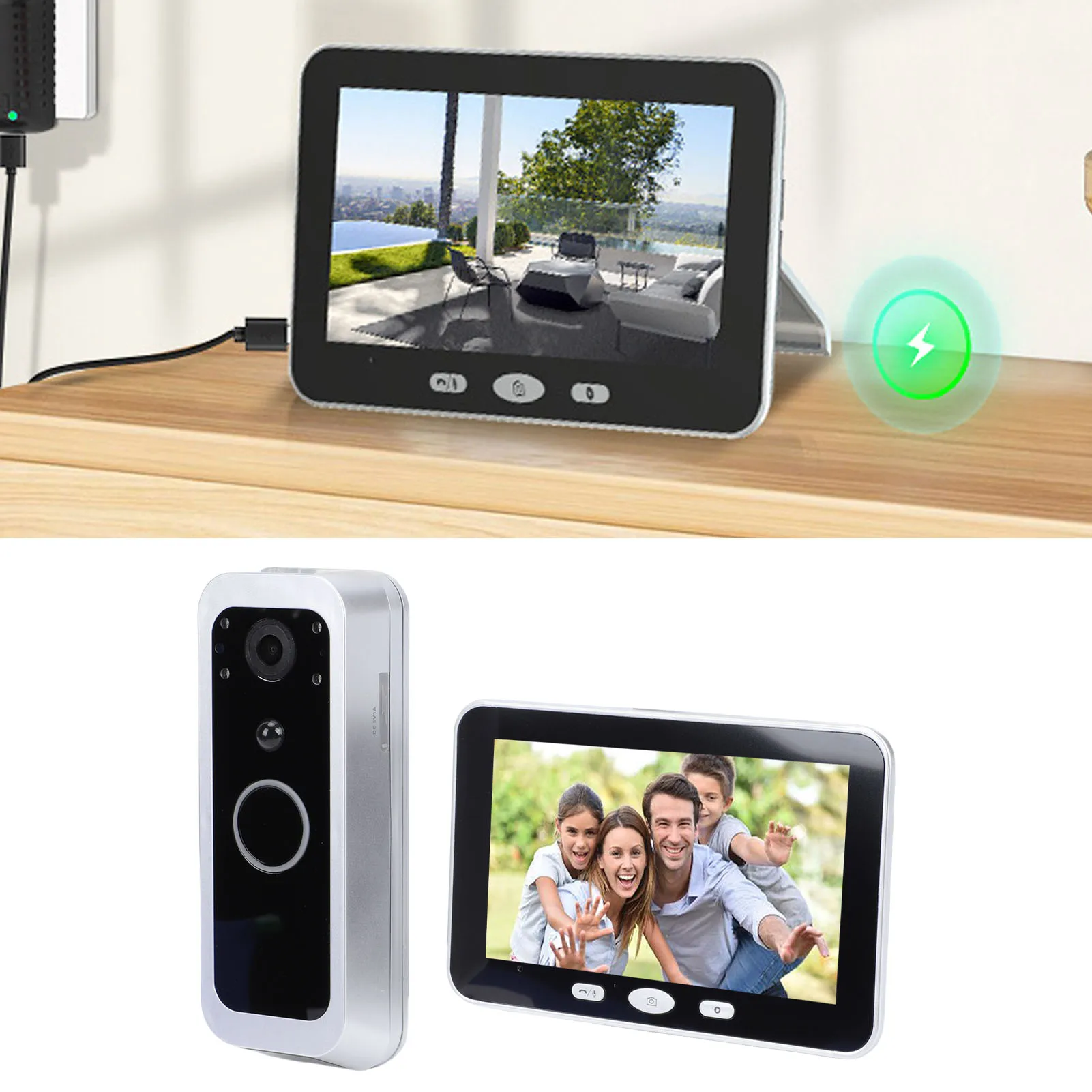 

WiFi Video Doorbell Camera with 5 Inch Display 1080P 150 Degree Viewing PIR Motion Detection APP Remote Tracking Dual Way