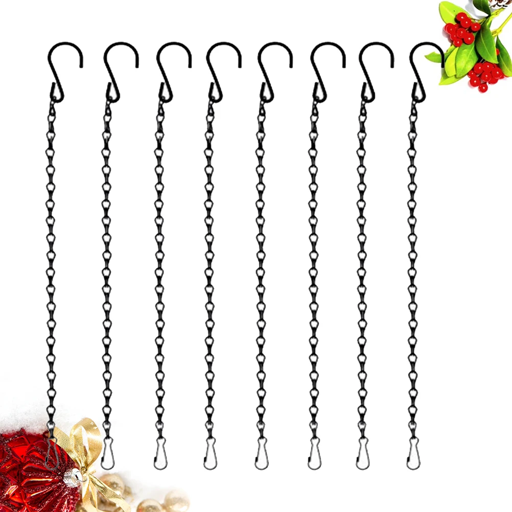 8 قطعة سلسلة معلقة لمغذيات الطيور المزارعون الفوانيس الثقيلة قابل للتعديل السنانير سلة للزهور سلسلة معلقة سوداء للتغذية