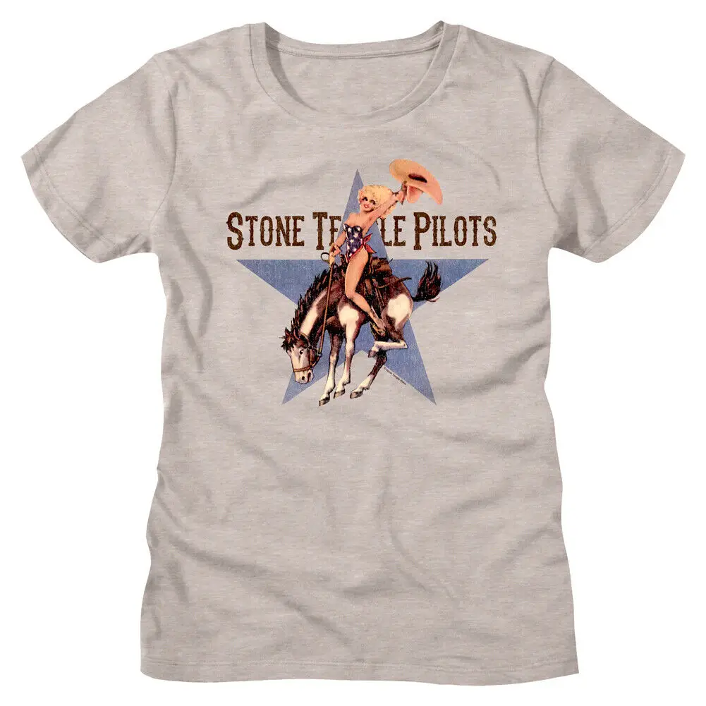 Temple Pilots Cowgirl Riding Bronco Women's T Shirt Rock Band Concert 2019