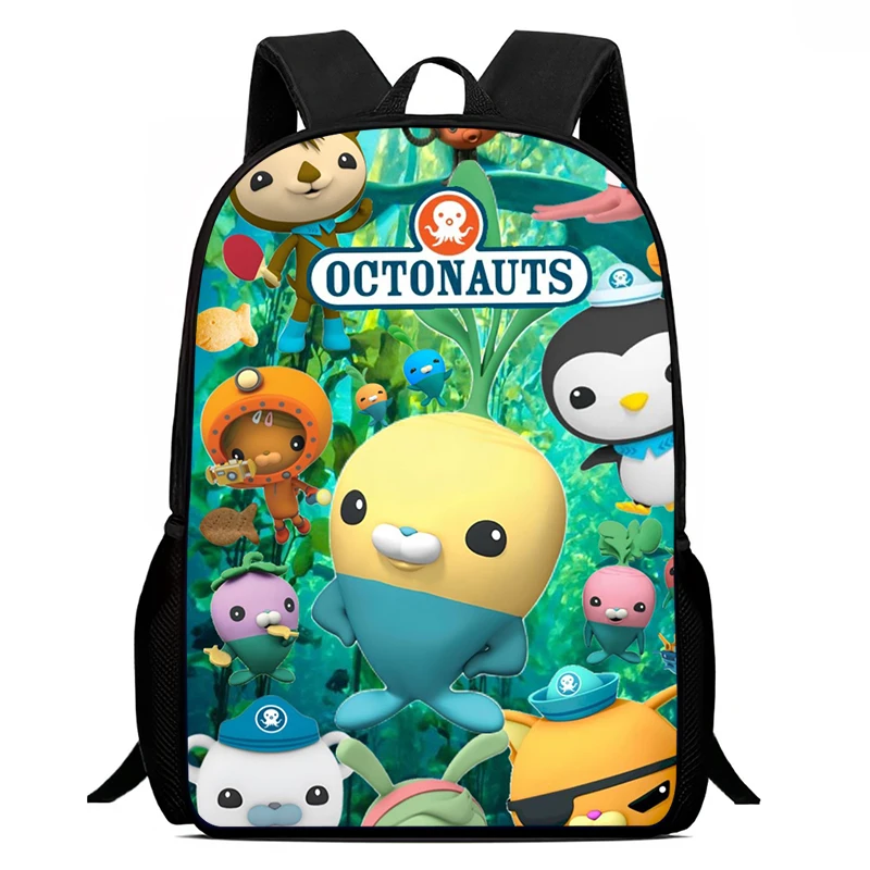 Popular O-Octonauts  Print Backpack Schoolbag Boys and Girls Backpack  Zipper Shoulders The Best Gift Camping Rucksack