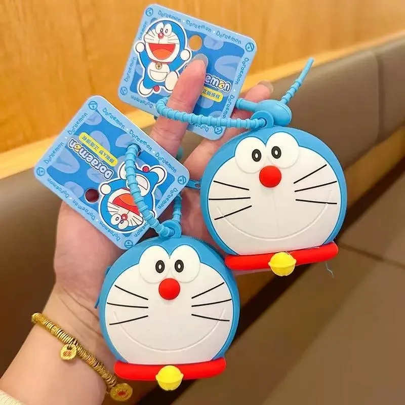 Doraemon cartoon doll silicone coin purse headphone accessory portable storage bag creative cute mini student backpack charm