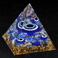 Crystal Energy Pyramid Orgonite Devil's Eye Ball Pyramid Reiki Healing Crystals Chakra Tool Ornaments Resin Stones Craft Kids