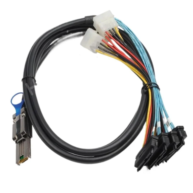 SFF-8088 to SFF-8482 SAS SATA Cable MI-N SAS 26Pin SFF 8088 to 4 8482 SAS 29Pin SAS Cable with Big 4Pin Power Cable 100CM/200CM