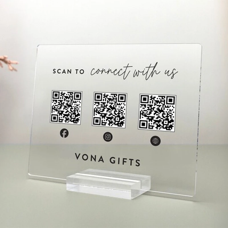 علامة رمز الاستجابة السريعة من الأكريليك للأعمال، مسح مخصص لدفع علامة Venmo/PayPal/Cash App، ديكور سطح الطاولة للأعمال، وسائل التواصل الاجتماعي #3