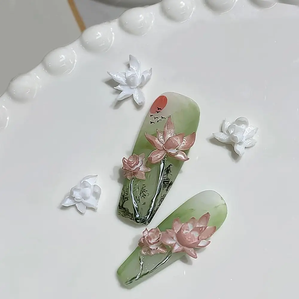 3D Lotus Flower Nail Design Silicone Molds Carving Template Art Epoxy Resin Molds Classic Floral Leaf Nail Supplies Accessories