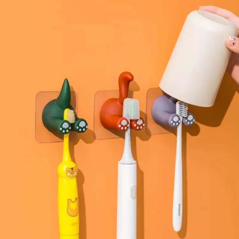 1PC Cartoon Cute Animal Hook Bathroom Plug Bracket Key Hanger Behind Door Non-Marking Punch-Free