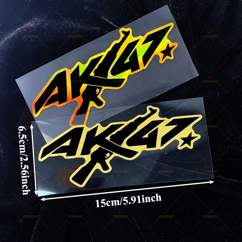 الذهب AK47 ملصقات للدراجات النارية لخوذات الدراجات النارية Fairings Tailbox نوافذ السيارات الدراجات البخارية العالمي مقاوم للماء شارات الفينيل