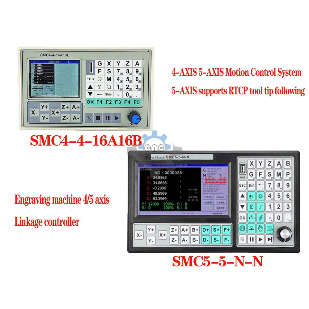 

CNC 4 Axis 5axis Stand Alone Motion Controller Offline CNC Controller SMC5-5-N-N 500KHz 7 Inch Large Screen Replace Mach3 USB