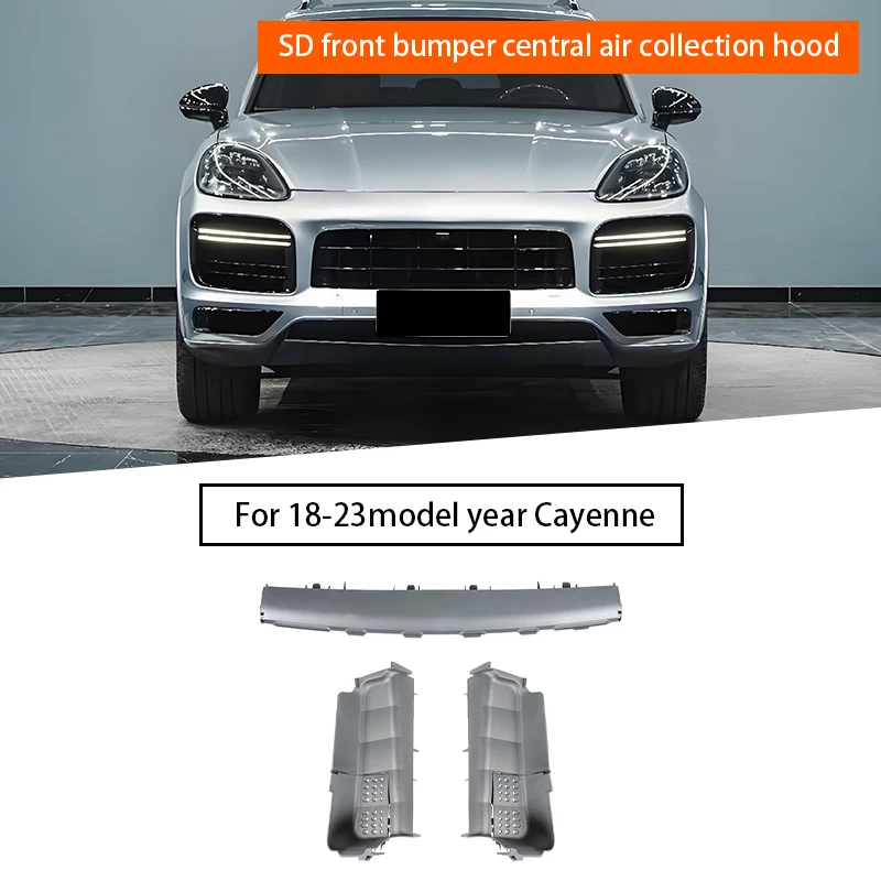 

The central air intake hood on the front bumper on both sides Applicable for Porsche Cayenne SD/GTS 2018-2023 9Y0121699BOK1