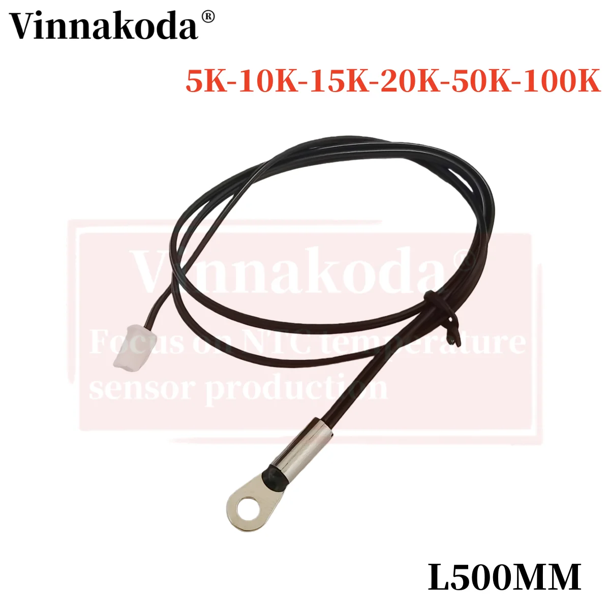 B3950 5K 10K 15K 20K 50K 100K  M4 Surface Fixed NTC Thermistor Negative Temperature Coefficient Probe Line Ear L500MM