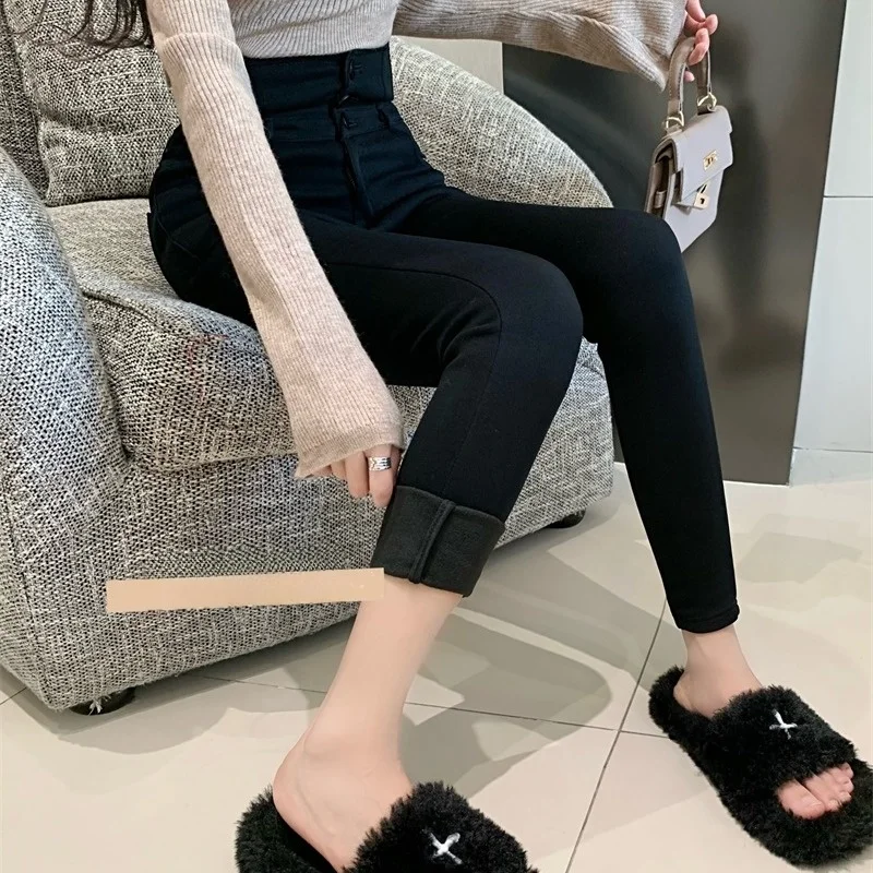 Pantalones Bootcut de cintura alta con forro de Fce para mujer, pantalones de pierna recta coreanos Sle, Otoño Invierno, recién llegado, adelgazantes